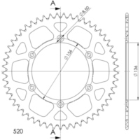 Alu-Rear Sprocket / Chain Wheel Supersprox 520/53t black 15206AK53