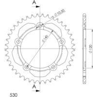 Alu-Rear Sprocket / Chain Wheel Supersprox 530/42t gold 87603AS42
