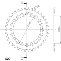 Alu-Rear Sprocket / Chain Wheel Supersprox 520/38t blue 12509AB38