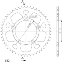 Alu-Rear Sprocket / Chain Wheel Supersprox 532/51t black