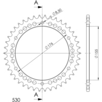 Alu-Rear Sprocket / Chain Wheel Supersprox 530/42t black 87601AK42