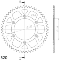 Alu-Rear Sprocket / Chain Wheel Supersprox 520/48t gold