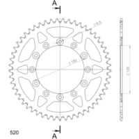Alu-Rear Sprocket / Chain Wheel Supersprox 520/53t blue