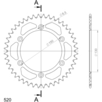 Alu-Rear Sprocket / Chain Wheel Supersprox 520/44t silver