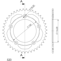 Alu-Rear Sprocket / Chain Wheel Supersprox 520/43t black 36306AK43