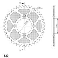 Alu-Rear Sprocket / Chain Wheel Supersprox 520/43t black 42802AK43