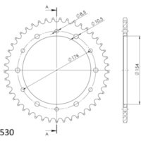 Alu-Rear Sprocket / Chain Wheel Supersprox 530/45t black 11607AK45