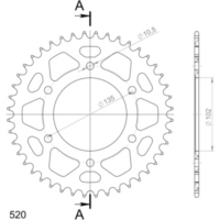 Alu-Rear Sprocket / Chain Wheel Supersprox 520/44t red 30401AR44