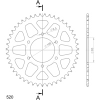 Alu-Rear Sprocket / Chain Wheel Supersprox 520/47t red 30404AR47