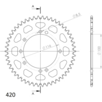 Alu-Rear Sprocket / Chain Wheel Supersprox 420/50t gold 17104AS50