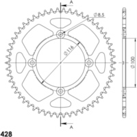 Alu-Rear Sprocket / Chain Wheel Supersprox 428/54t black 17105AK54