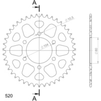 Alu-Rear Sprocket / Chain Wheel Supersprox 520/43t gold 17403AS43