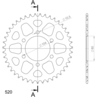 Alu-Rear Sprocket / Chain Wheel Supersprox 520/43t gold 17403AS43