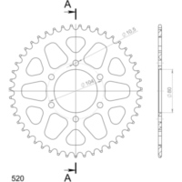 Alu-Rear Sprocket / Chain Wheel Supersprox 520/47t black 17403AK47