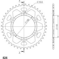 Alu-Rear Sprocket / Chain Wheel Supersprox 525/43t black 13810AK43