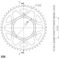 Alu-Rear Sprocket / Chain Wheel Supersprox 525/47t blue