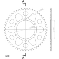 Alu-Rear Sprocket / Chain Wheel Supersprox 520/49t blue 13812AB49