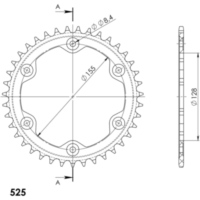 Alu-Rear Sprocket / Chain Wheel Supersprox 525/39t black 72401AK39