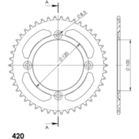 Alu-Rear Sprocket / Chain Wheel Supersprox 420/46t black 36622AK46