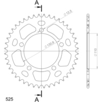 Alu-Rear Sprocket / Chain Wheel Supersprox 525/44t red 36700AR44