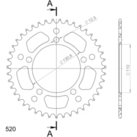 Alu-Rear Sprocket / Chain Wheel Supersprox 520/43t red 36701AR43