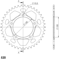 Alu-Rear Sprocket / Chain Wheel Supersprox 520/42t red 36716AR42