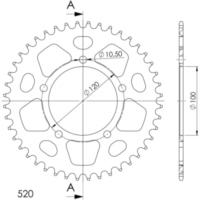 Alu-Rear Sprocket / Chain Wheel Supersprox 520/44t black 36801AK44