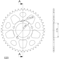 Alu-Rear Sprocket / Chain Wheel Supersprox 520/43t gold 93902AS43
