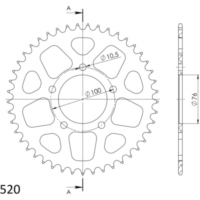 Alu-Rear Sprocket / Chain Wheel Supersprox 520/45t black 93902AK45