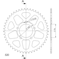 Alu-Rear Sprocket / Chain Wheel Supersprox 520/49t black 93902AK49