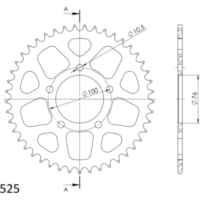 Alu-Rear Sprocket / Chain Wheel Supersprox 525/45t blue 93903AB45