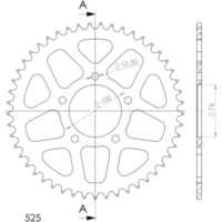 Alu-Rear Sprocket / Chain Wheel Supersprox 525/48t black 93903AK48