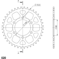 Alu-Rear Sprocket / Chain Wheel Supersprox 520/40t gold 37094AS40