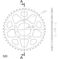 Alu-Rear Sprocket / Chain Wheel Supersprox 520/43t red 36711AR43