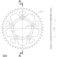 Alu-Rear Sprocket / Chain Wheel Supersprox 520/44t gold 51613AS44