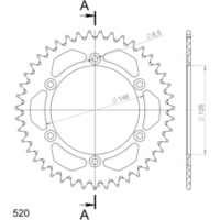Alu-Rear Sprocket / Chain Wheel Supersprox 520/43t black 15203AK43
