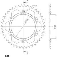 Alu-Rear Sprocket / Chain Wheel Supersprox 525/43t black 12603AK43