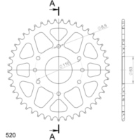 Alu-Rear Sprocket / Chain Wheel Supersprox 520/45t orange 72306AO45