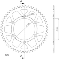 Alu-Rear Sprocket / Chain Wheel Supersprox 520/54t black 72304AK54