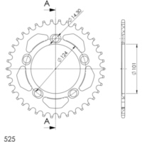 Alu-Rear Sprocket / Chain Wheel Supersprox 525/37t orange