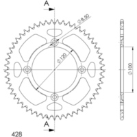 Alu-Rear Sprocket / Chain Wheel Supersprox 428/52t silver