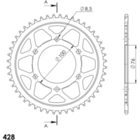 Steel Edge-Rear Sprocket / Chain Wheel Supersprox 428-48t black 12222-K48