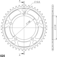 Stahl-Kettenrad Supersprox 525/44Z schwarz 14508-44