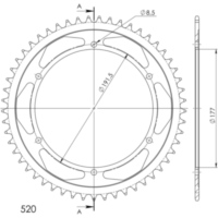 Steel-Rear Sprocket / Chain Wheel Supersprox 520/53t black 30223-53