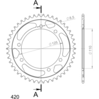 Steel-Rear Sprocket / Chain Wheel Supersprox 420/46t black 36602-46