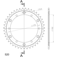 Steel-Rear Sprocket / Chain Wheel Supersprox 520/43t black 12500-43