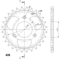 Steel-Rear Sprocket / Chain Wheel Supersprox 428/28t black 92102-28