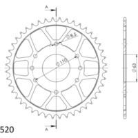 Steel-Rear Sprocket / Chain Wheel Supersprox 520/44t black 71306-44