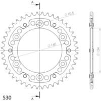 Stealth-Rear Sprocket / Chain Wheel Supersprox 530/44t black 10616K44