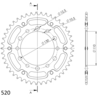 Stealth-Rear Sprocket / Chain Wheel Supersprox 520/45t gold 31486S45